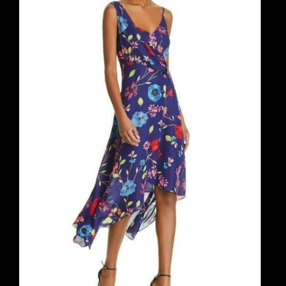 Parker Pippy Asymmetric Floral-Print Dress (size 12)